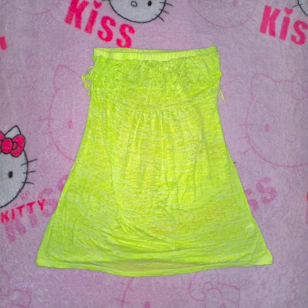 y2k mcbling neon burnout fringe tube top